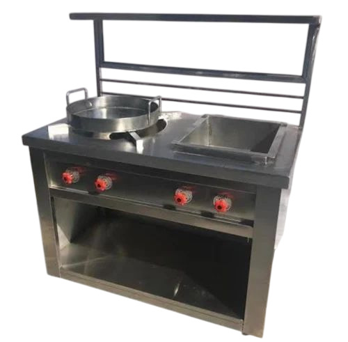 Stainless Steel Jalebi Counter - Stainless Steel, 4 Foot, Silver | Glass and Metal, LPG Powered, Heavy Duty