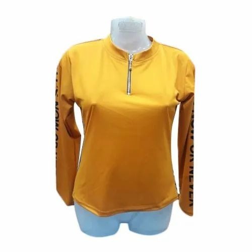 Yellow Polyester Crop Top