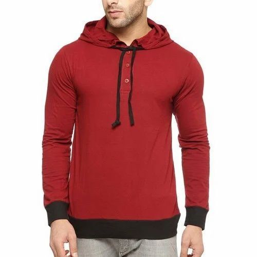 Mens Colored Hooded T Shirt