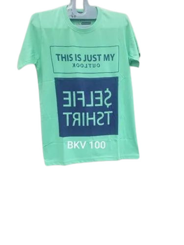 Mens Round Neck T Shirt - Hosiery Fabric, Various Sizes, Green | Printed, Quick Dry, Comfortable Fit, Breathable