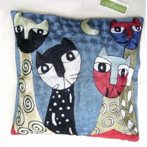 Cat Print Velvet Cushion