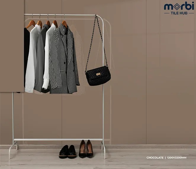 Chocolate 1200X2400 Glossy Plain Full Body Vitrified Tile - Color: Browns / Tans