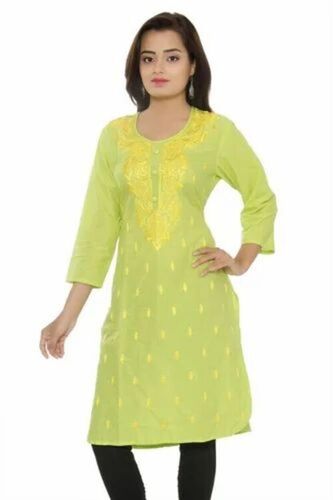 Ladies Yellow Color Cotton Kurti