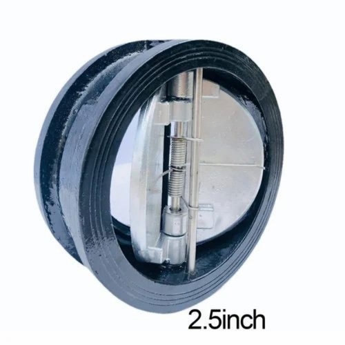 Real Dual Plate Check Valve - Cast Iron 2.5 Inch Grey, Spring Loaded Backflow Prevention, Corrosion Resistant, Industrial