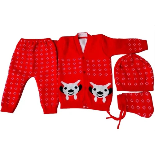 Red Wool Kids Baba Suit Set