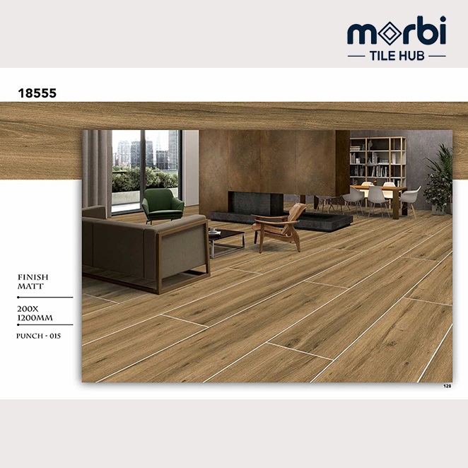 Rich Walnut Wood Look 200X1200 Satin Wooden Plank Tile - Color: Browns / Tans