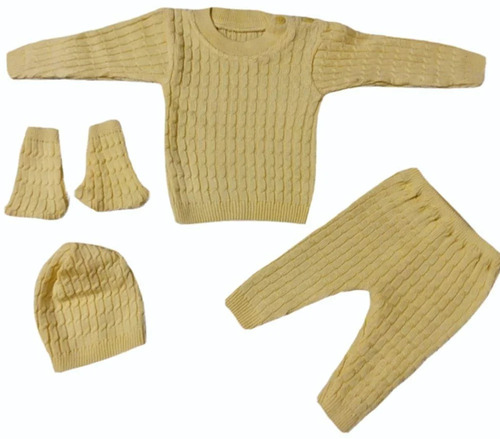 Round Neck Woolen Baba Suit 4 Piece