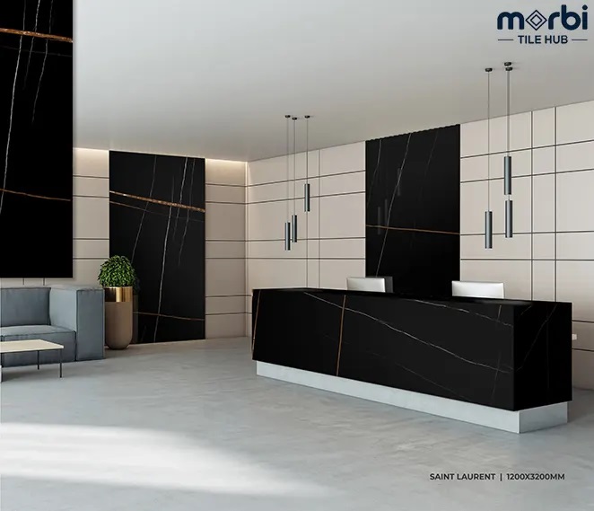 Saint Laurent 1200X2800 Matt Finish Marble Colour Body Tile - Color: Blacks