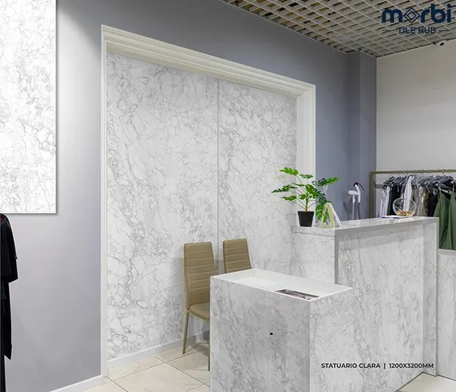 Statuario Clara 1200x3200 Matt Finish Marble Colour Body Wall Tile