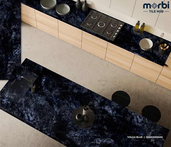 Volga Blue 1200X3200 Carving Finish Marble Colour Body Tile - Features: Durable
