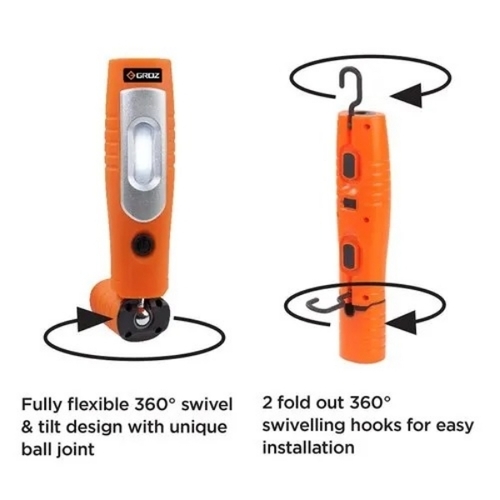 360 Degree Swivel Rechargeable Worklight - Plastic Orange 40W | Portable Energy Efficient Adjustable Angle Shock Resistant