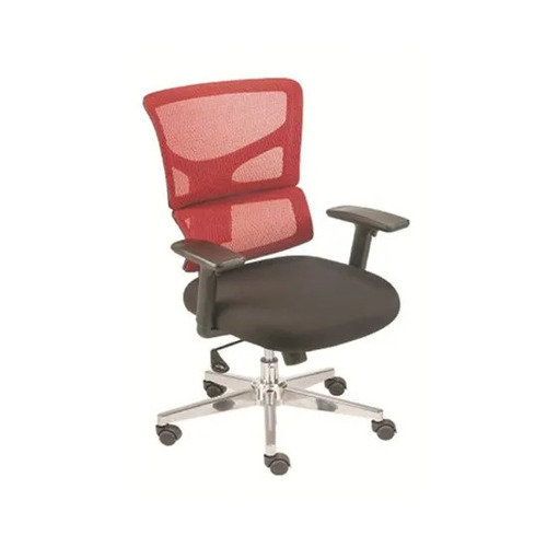 ABP-597 Mesh Office Chair - Stainless Steel Frame, 18 Inch Height, Red Black | Durable, Easy To Clean, Eco-Friendly, Skin Friendly