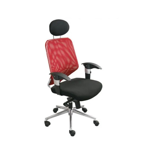 ABP-602 Mesh Office Chair - Stainless Steel Frame, 18 Inch Height, Red/Black | Durable, Easy to Clean, Eco-Friendly, Skin Friendly
