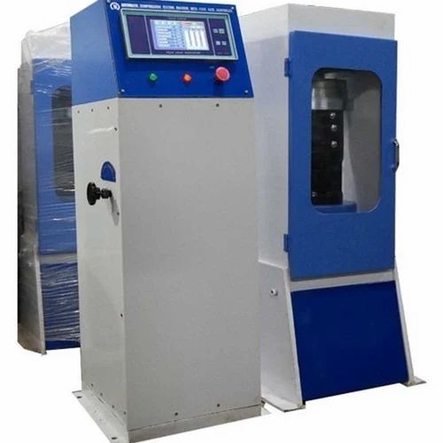 3000 K.N. Cube Testing Machine Computerised - Mild Steel, 750kg, Blue and Grey, 440V Electronic Semi-Automatic | Industrial Use, Wooden Packaging
