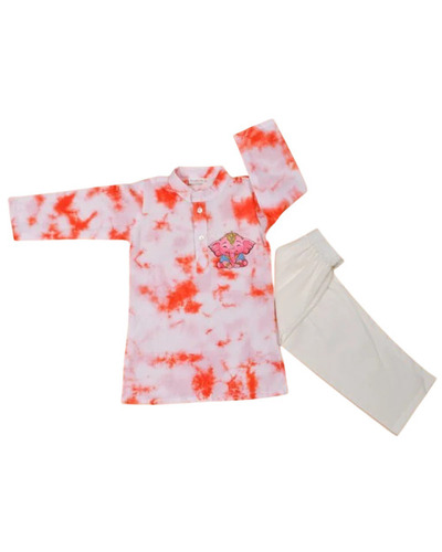 Kids Tie & Dye Hand Painted Cotton Kurta With Pyajama