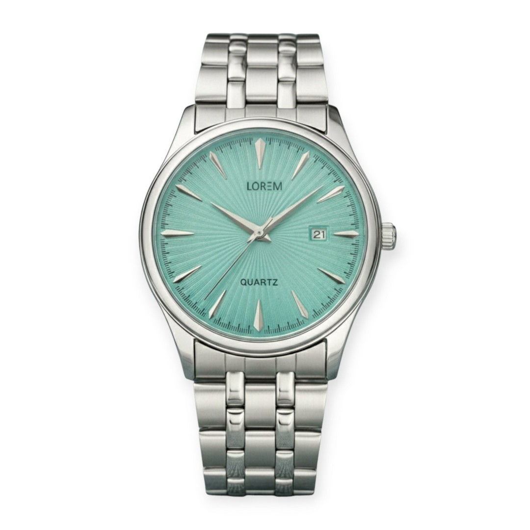 Lorem Lr175 Mens Peacock Green Date Function Analog Watch - Coating Type: Protective Pu Coating