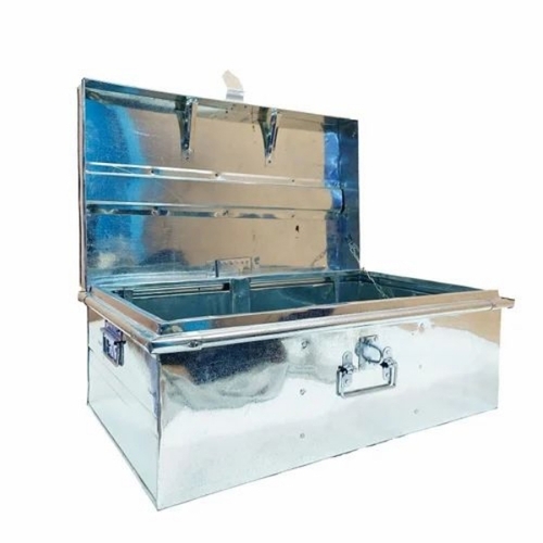 Metal Box - Metal, Standard Size, Silver, Hinged Lid with Latch Closure, Ethnic Design, Moisture Resistant