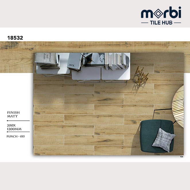 Natural Honey Oak Wood Look 200X1200 Rustic Wooden Plank Tile - Color: Browns / Tans
