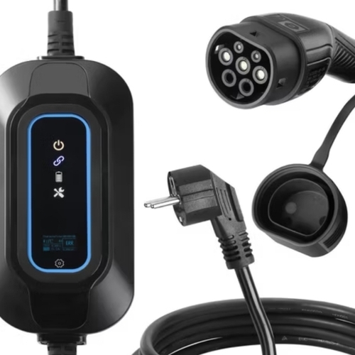 Portable Ev Charger - Plastic & Metal, 220-240V, Fast Charging | Over Voltage, Short Circuit Protection, Universal Connector