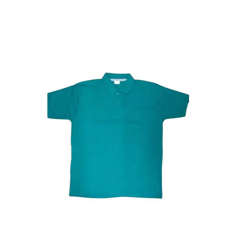 Aqua Green Plain Cotton Collar T Shirt