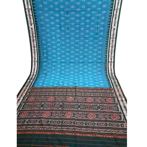Blue Deha Bandha Cotton Saree