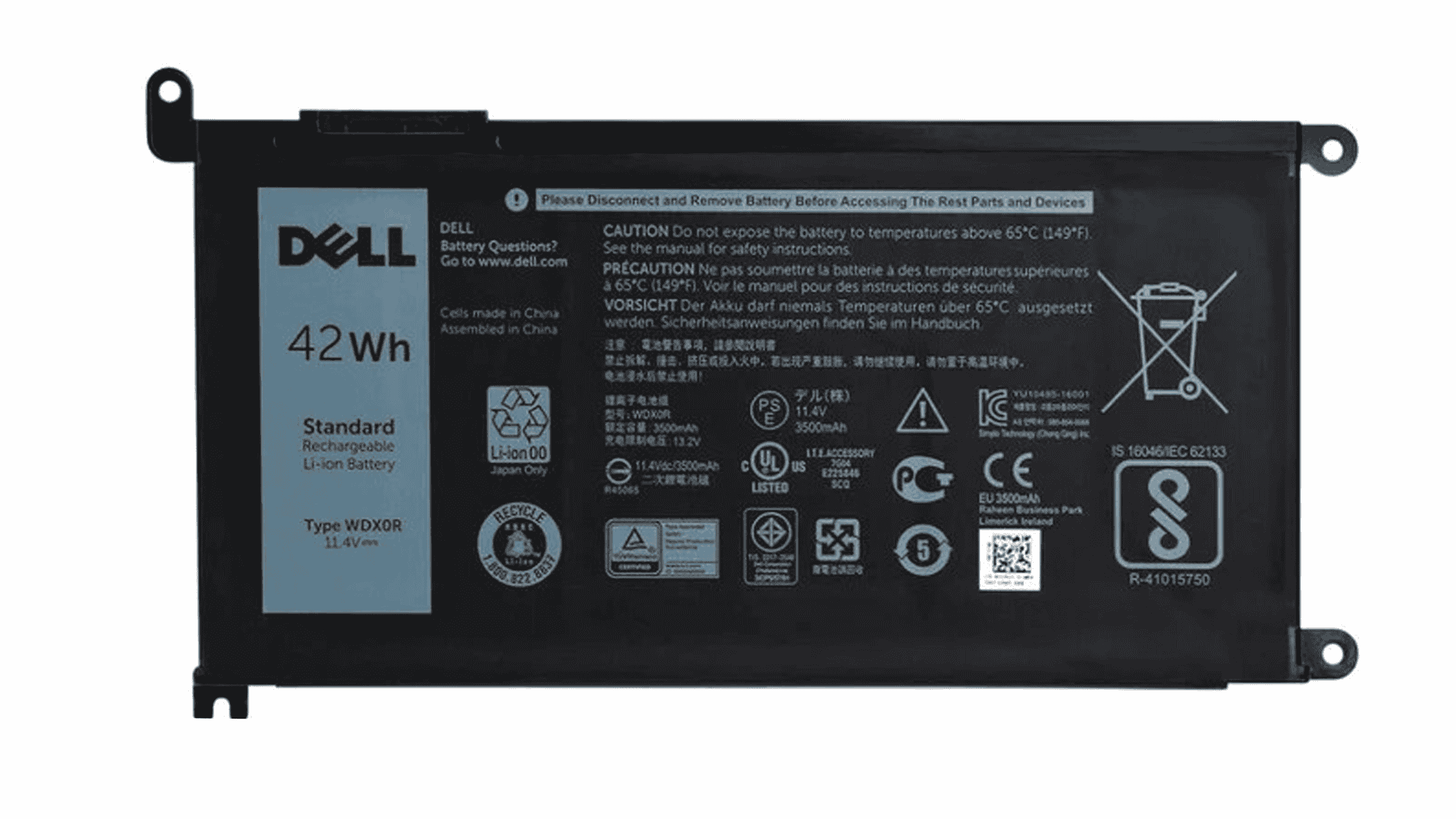 Dell Inspiron 5570 Original Laptop Battery - Supply Voltage: 11.4 Volt (V)