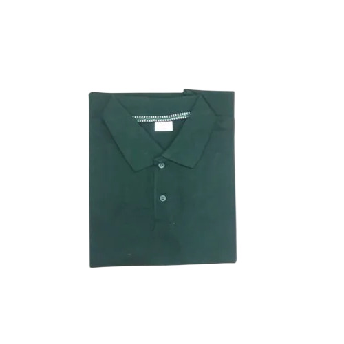 Green Plain Cotton Collar T Shirt