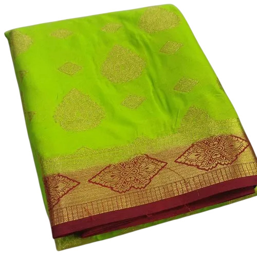 Light Green Mysore Crepe Printed Silk Sarees - Silk 6 Meter Semi-Stitched Blouse | Comfortable Casual Winter Wear