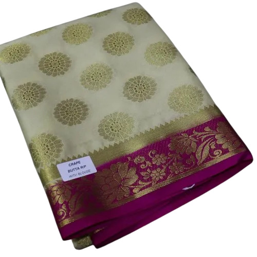 Off White Mysore Crepe Silk Sarees Rich Pallu