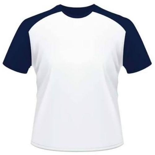 Plain Men T Shirt - Cotton, Sizes S-XXXL, White & Blue, Quick Dry, Lightweight, Neatly Stitched