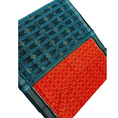 Red & Green Sambalpuri Cotton Saree