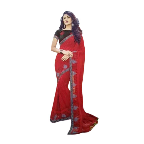 Red Ladies Printed Saree