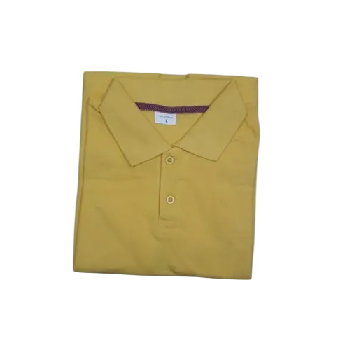 Yellow Plain Cotton Collar T Shirt