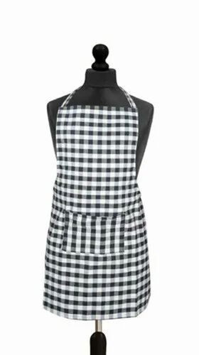 Cotton Kitchen Apron - Medium Black And White Checked, Durable Fine Finished