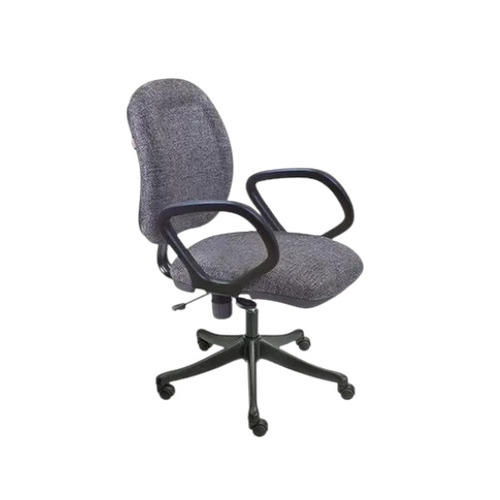 Low Back Adjustable Office Chair - Leatherette Seat, Mild Steel Frame, Black Grey, Rotatable, Height Adjustable | Durable, Easy to Clean, Skin Friendly, No Assembly Required