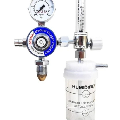 Mox Regulator Bpc Flow Meter - Chrome-Plated Brass, White, 0-5 L/Min Flow Rate | Durable, Hospital Use, Includes Nasal Cannula, Humidifier, Regulator, Fine Valve, Mask
