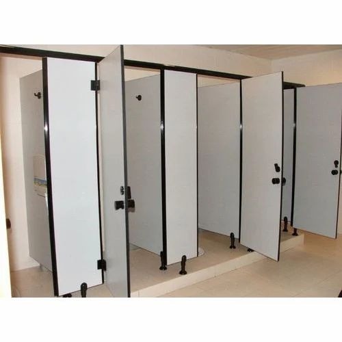 12 Mm Toilet Cubicle Partition - HPL Compact Board, 4x8 Feet, Gray, 4 Compartments | Office Rectangular Panel
