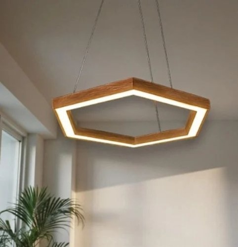 40w Hexagon Led Hanging Light - Aluminium, White, 40W | Office Lighting, Polished Finish