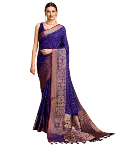 Blue Color Banarasi Silk Saree