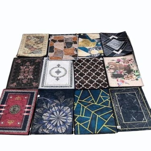 Floor Polyester Printed Carpet - 15Lx80W Inch Blue, White, Black | Quick Drying, Modern Design, Customizable