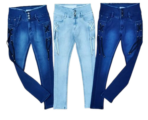 Girls Denim Jeans - Relaxed Fit Blue Denim Full Sleeves Lightweight Breathable Anti UV Quick Dry
