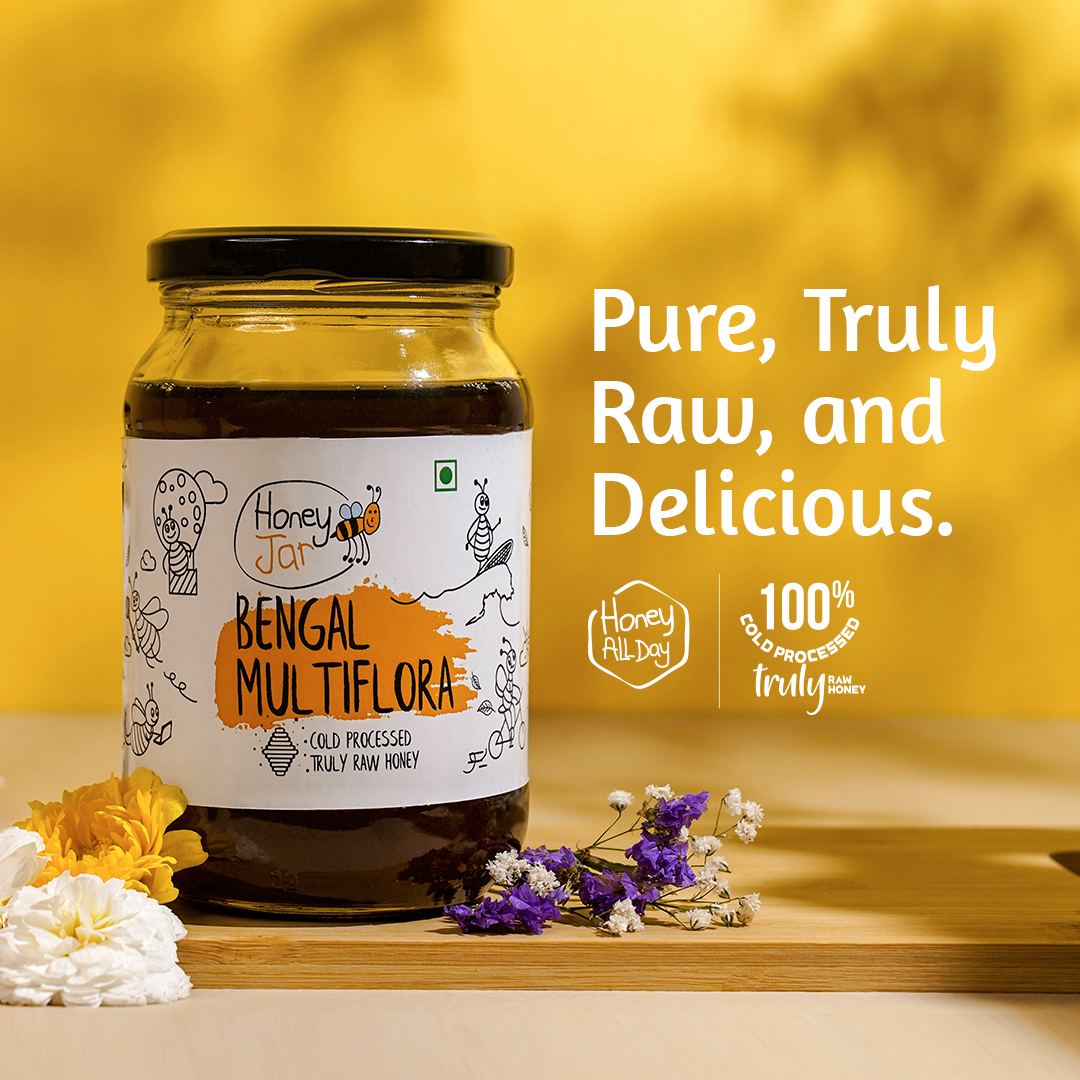 Honey All Day Bengal Multiflora Raw Honey Jar - 100% Pure Unfiltered & NMR Tested