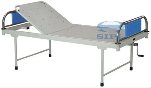 Hospital Semi Fowler Bed - Mild Steel, White | Adjustable Height, Sturdy Frame, Side Rails, Manual Operation, Lockable Wheels