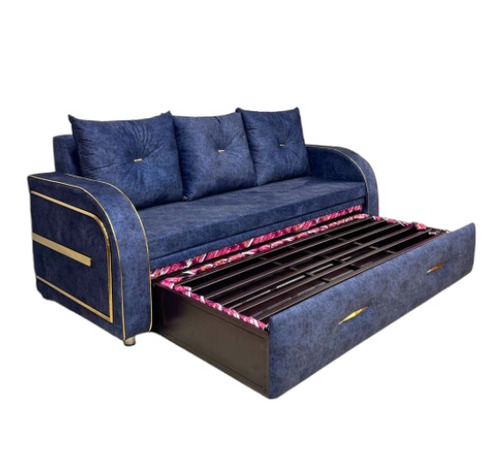 PVD Design Fold Sofa Cumbed - Suede Fabric, Double Bed, Grey, 3 Seater, Pull Out | Modern, Durable, Eco-Friendly, Skin Friendly