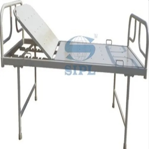 Ratchet General Hospital Bed - Mild Steel, White | Adjustable Height, Side Rails, Manual Operation, Lockable Wheels