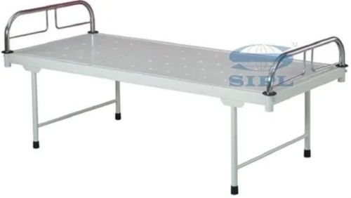 Ss General Hospital Bed - Mild Steel, White | Adjustable Height, Side Rails, Manual Operation, Lockable Wheels, Comfortable Mattress