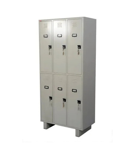 6 Door Office Staff Locker - Mild Steel 78x36x19 Inch Grey Brown Mechanical Camlock