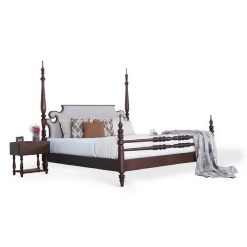 Brown Sheesham Wood Double Bed