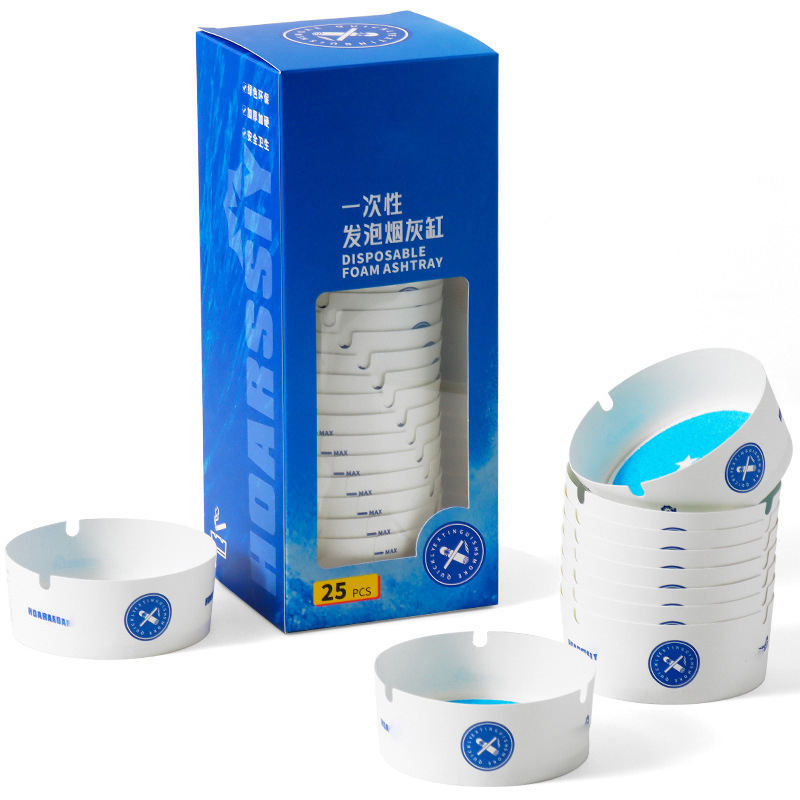 Disposable Smokeless Paper Ashtray - Color: White / Printed