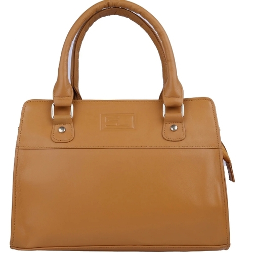 Ladies Leather Bags - Leather, Brown | Plain Design, Square Shape, Zipper Closure